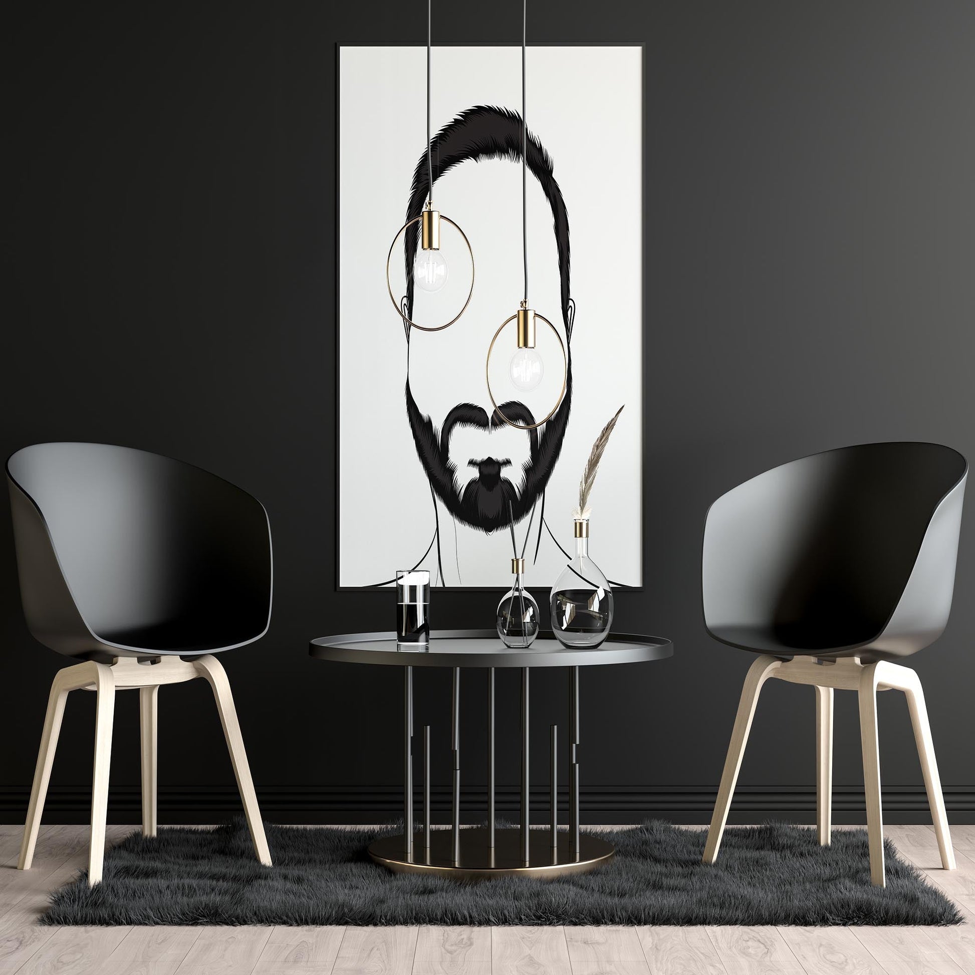 Character & Human Faces Model 22 line art on a modern display in a stylish room.