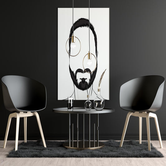 Character & Human Faces Model 22 line art on a modern display in a stylish room.