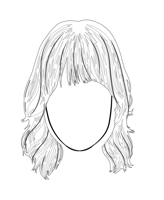 Character & Human Faces Model 23 line art featuring intricate hair details.