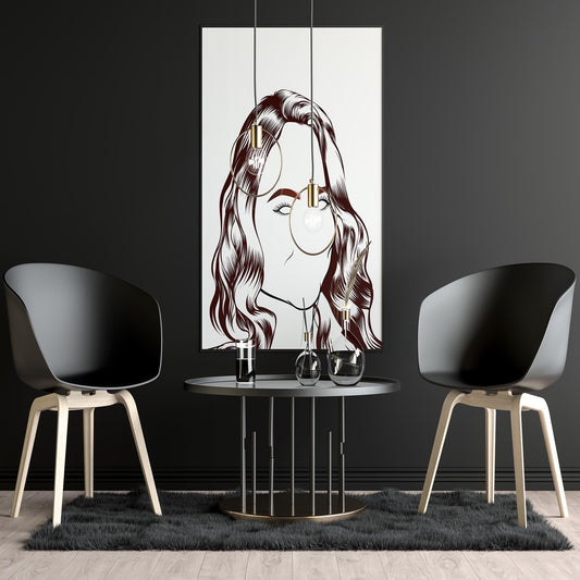 Character & human faces model 25 line art on canvas, modern home decor.