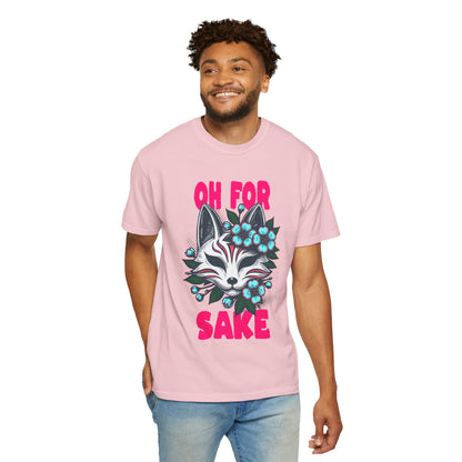 FPD - Oh For Sake Japanese Kitsune Fox Floral Streetwear Unisex Heavyweight Cotton T-Shirt, Sarcastic Anime Mask Graphic Tee