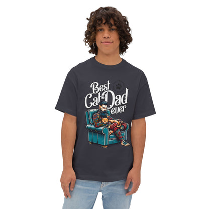Best Cat Dad Ever Oversized T-Shirt – Relaxed Fit Cat Lover Tee - FPD