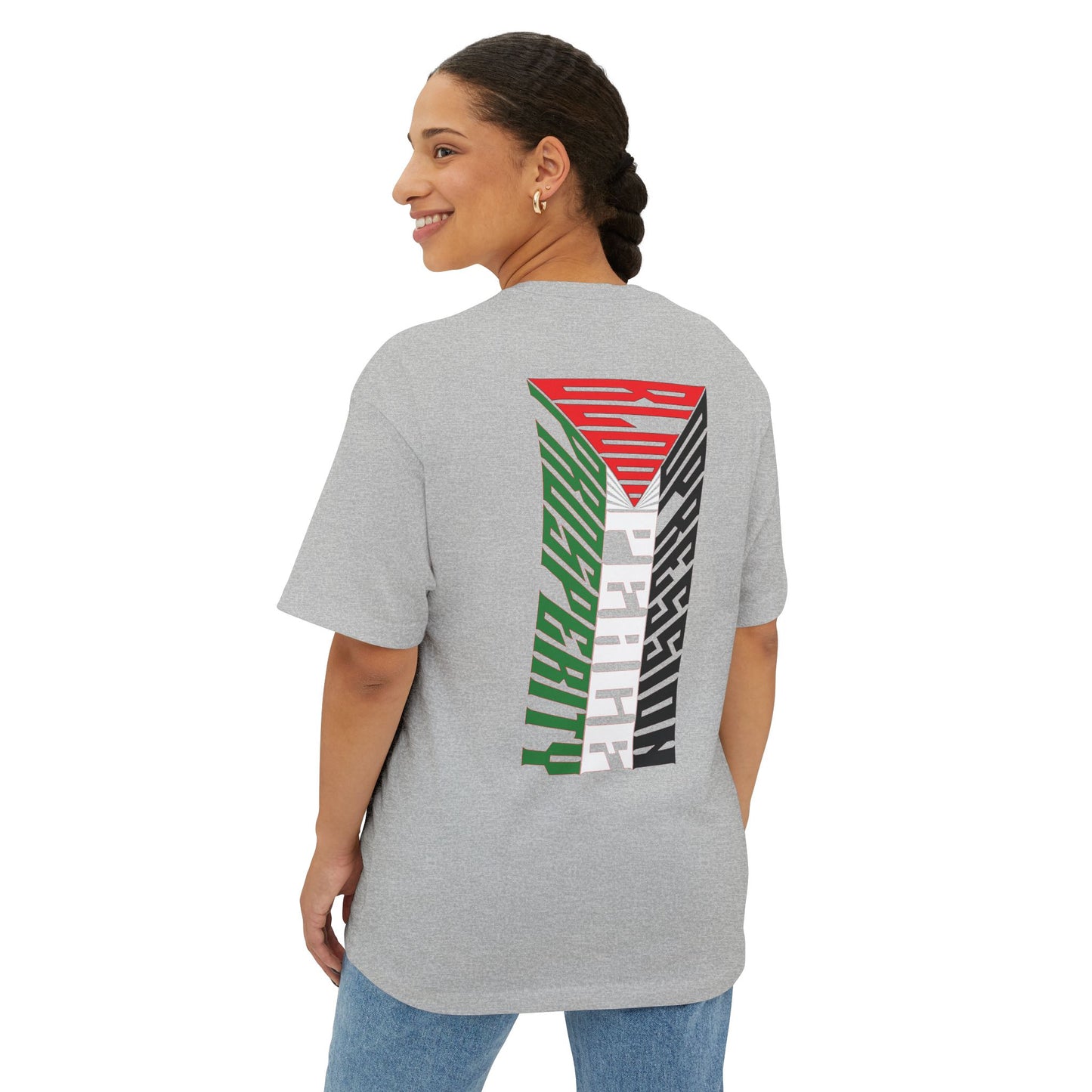 Palestinian Flag Blood Peace Prosperity Oversized Tee – Freedom & Solidarity Shirt - F&BPD