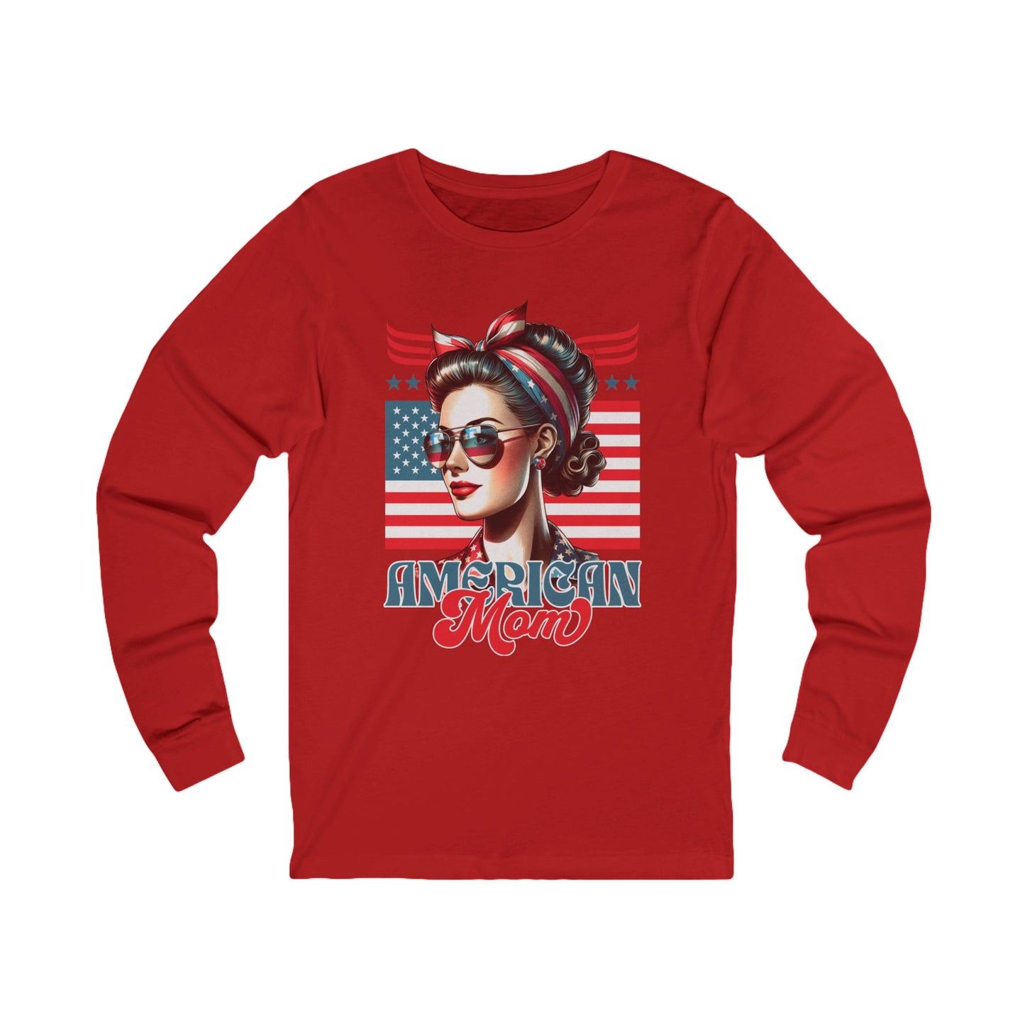 American Mom Long Sleeve T-Shirt – Patriotic Gift for Proud Mothers