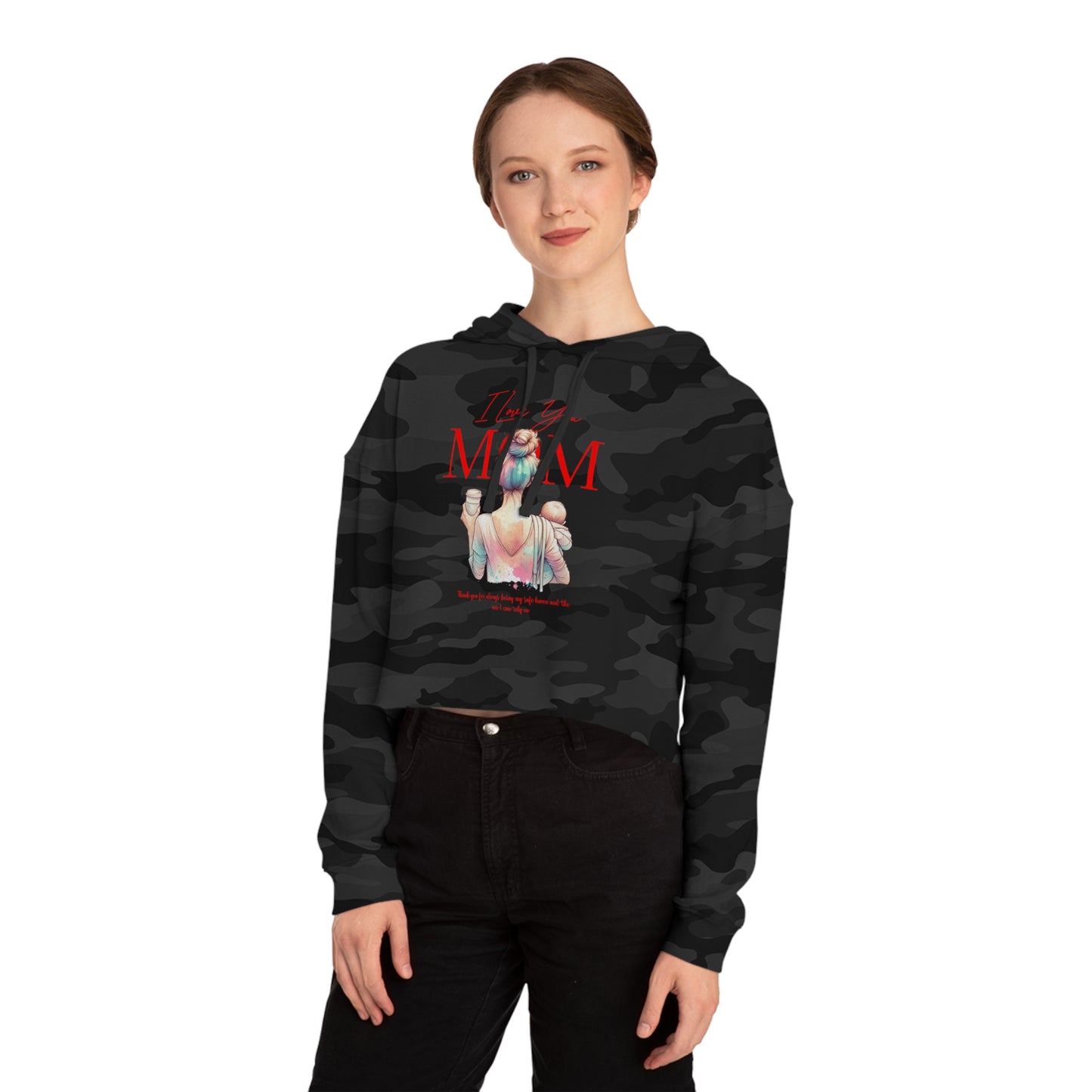 I Love You Mom Cropped Hoodie – Trendy Mother’s Day Gift for Women
