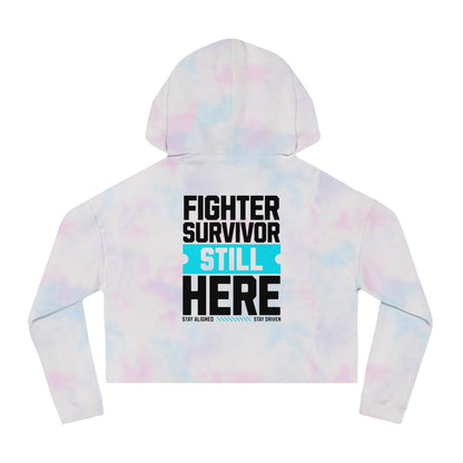 Fighter Survivor Still Here Cropped Hoodie – Women’s Mental Health Awareness Sweatshirt