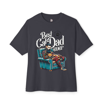 Best Cat Dad Ever Oversized T-Shirt – Relaxed Fit Cat Lover Tee - FPD