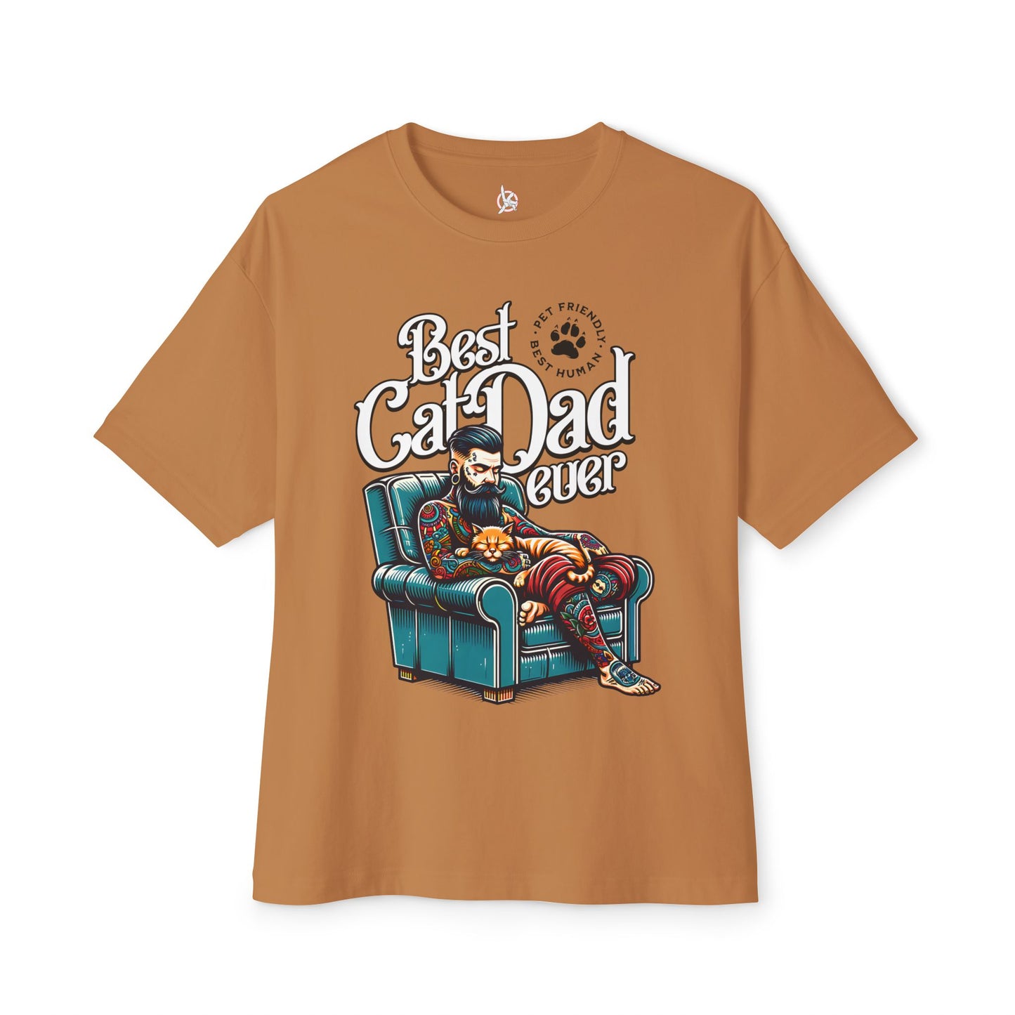 Best Cat Dad Ever Oversized T-Shirt – Relaxed Fit Cat Lover Tee - FPD