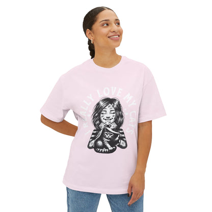 Oversized I Really Love My Cats T-Shirt | Cute Cat Lover Statement Tee - FPD