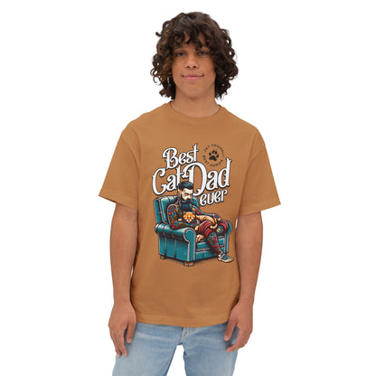 Best Cat Dad Ever Oversized T-Shirt – Relaxed Fit Cat Lover Tee - FPD