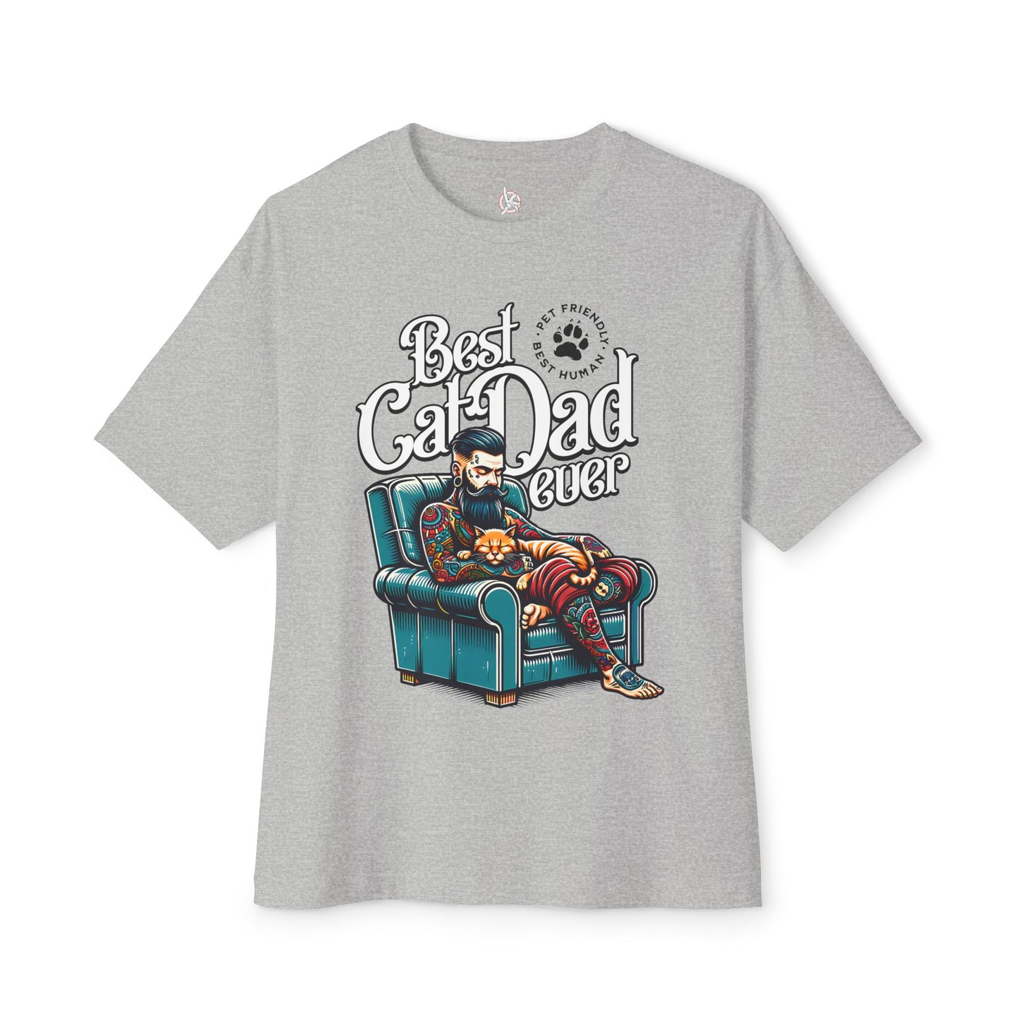 Best Cat Dad Ever Oversized T-Shirt – Relaxed Fit Cat Lover Tee - FPD