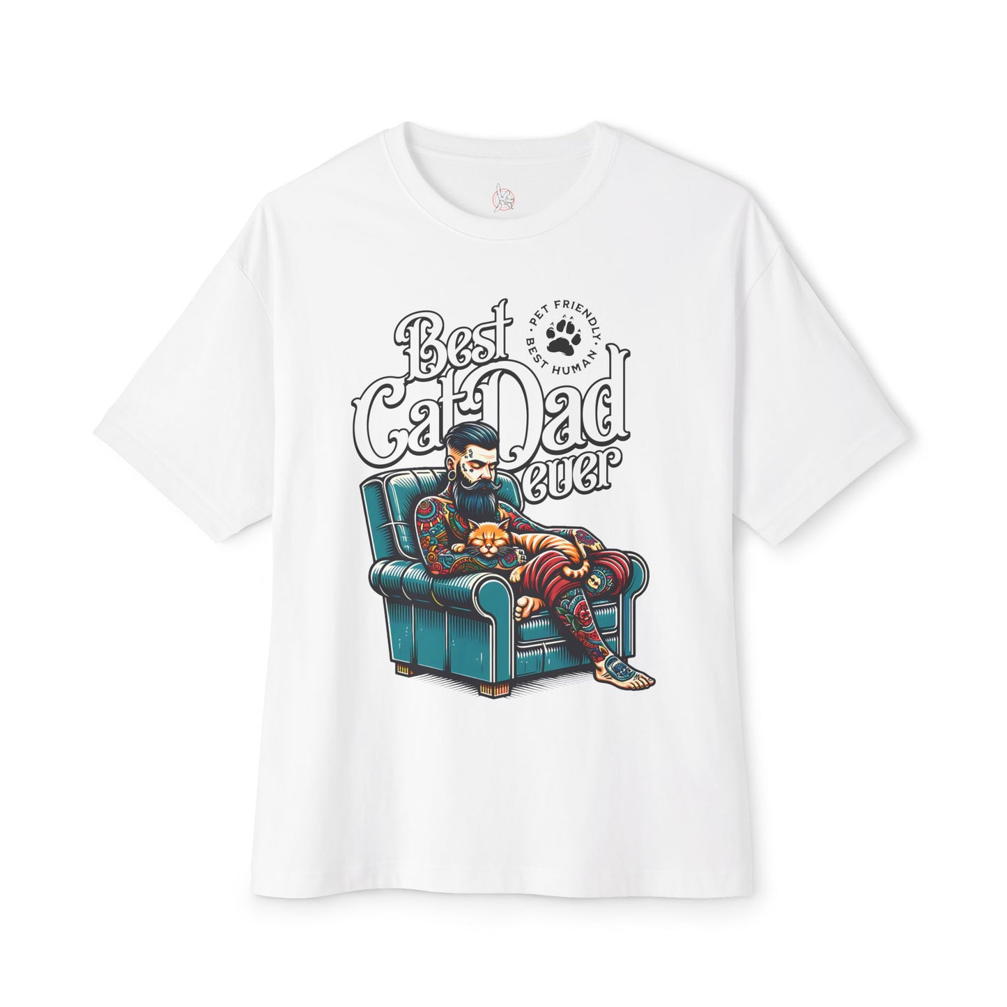Best Cat Dad Ever Oversized T-Shirt – Relaxed Fit Cat Lover Tee - FPD