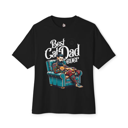 Best Cat Dad Ever Oversized T-Shirt – Relaxed Fit Cat Lover Tee - FPD