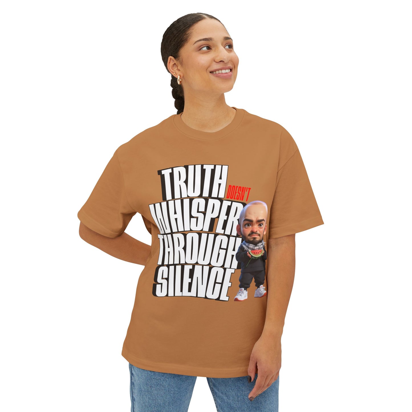 Truth Doesn’t Whisper Through Silence Oversized Tee – Pro-Palestine Graphic Shirt - FPD