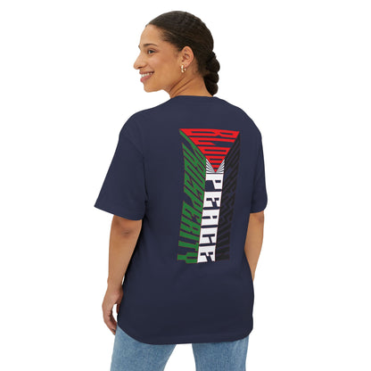 Palestinian Flag Blood Peace Prosperity Oversized Tee – Freedom & Solidarity Shirt - F&BPD