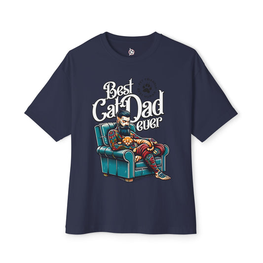 Best Cat Dad Ever Oversized T-Shirt – Relaxed Fit Cat Lover Tee - FPD