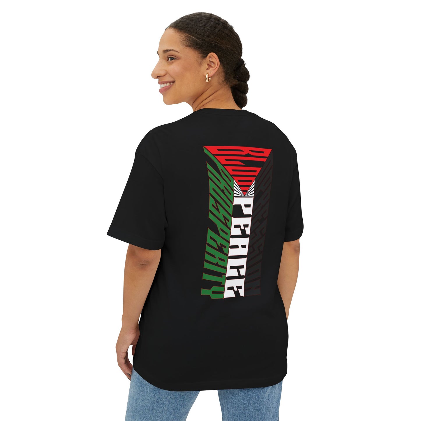Palestinian Flag Blood Peace Prosperity Oversized Tee – Freedom & Solidarity Shirt - F&BPD