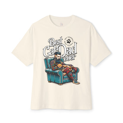 Best Cat Dad Ever Oversized T-Shirt – Relaxed Fit Cat Lover Tee - FPD
