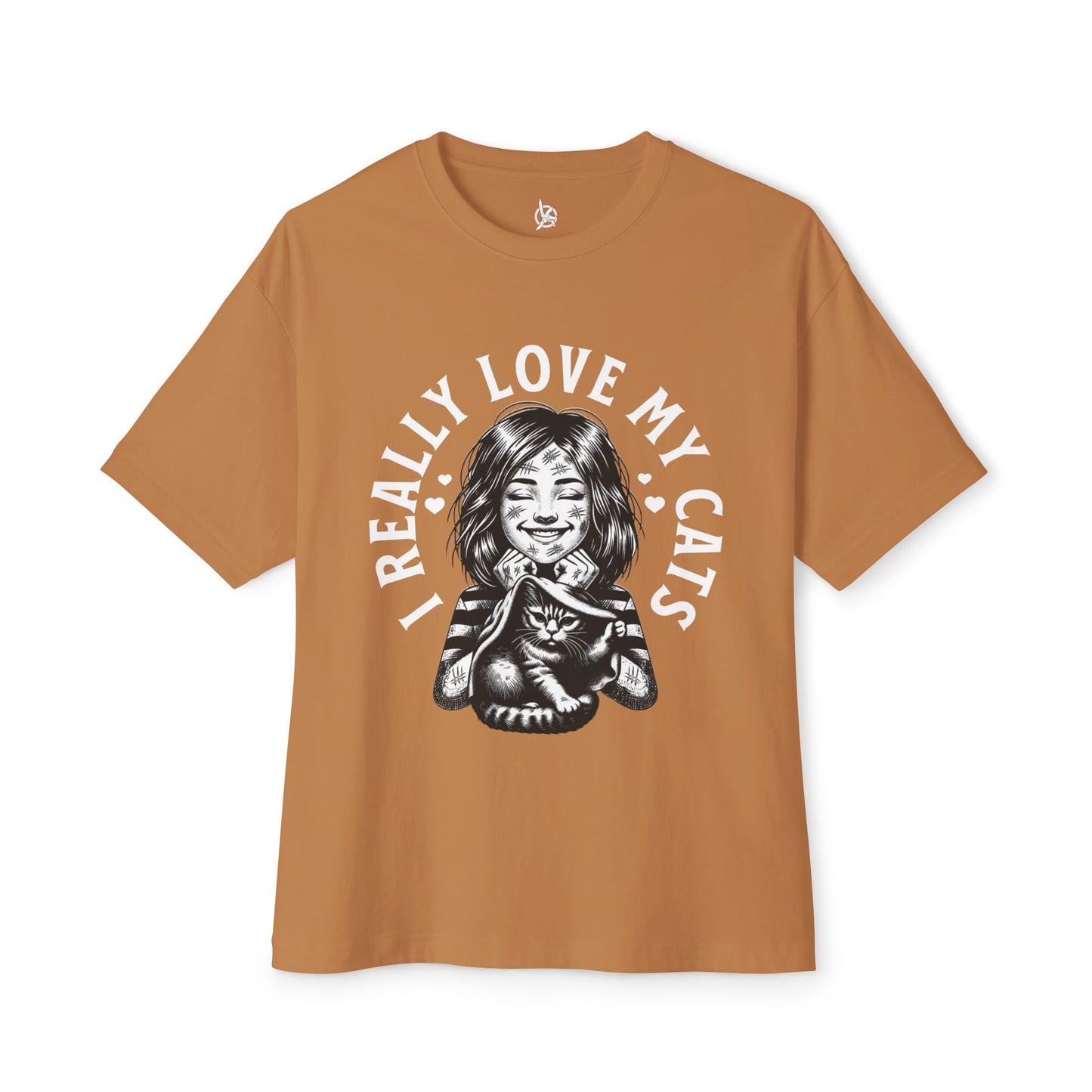 Oversized I Really Love My Cats T-Shirt | Cute Cat Lover Statement Tee - FPD