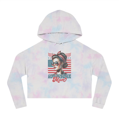 American Mom Cropped Hoodie – Patriotic Sweatshirt for Moms
