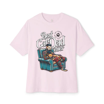 Best Cat Dad Ever Oversized T-Shirt – Relaxed Fit Cat Lover Tee - FPD