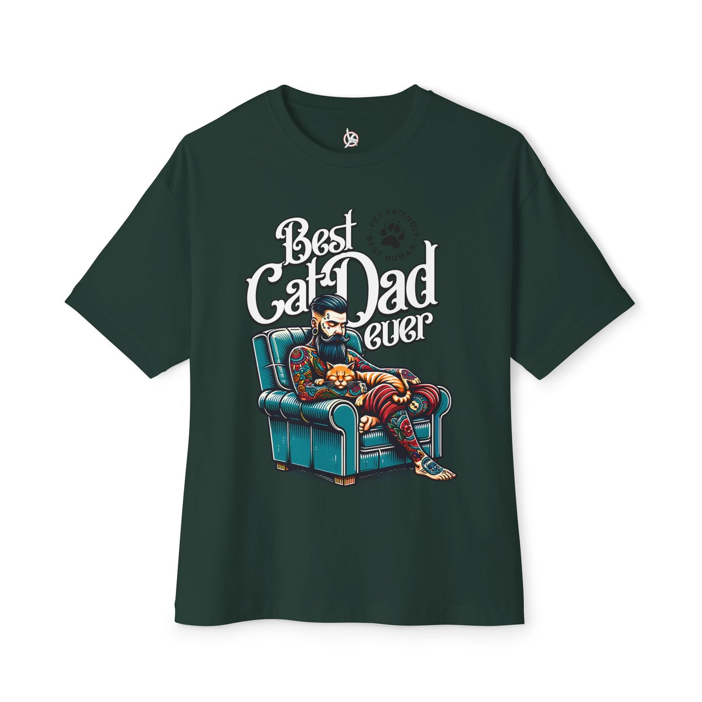 Best Cat Dad Ever Oversized T-Shirt – Relaxed Fit Cat Lover Tee - FPD