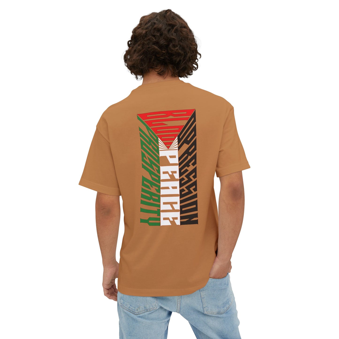 Palestinian Flag Blood Peace Prosperity Oversized Tee – Freedom & Solidarity Shirt - F&BPD