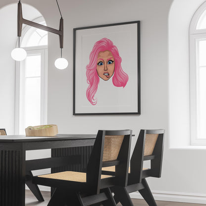 Character & Human Faces Model 9 artwork in modern dining room setting.