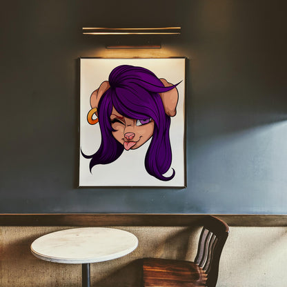 Cheeky purple-haired furry character digital art, Baked Art collection, Furries Model 9.