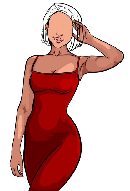 Elegant red dress illustration, Baked Art - Dress 10.