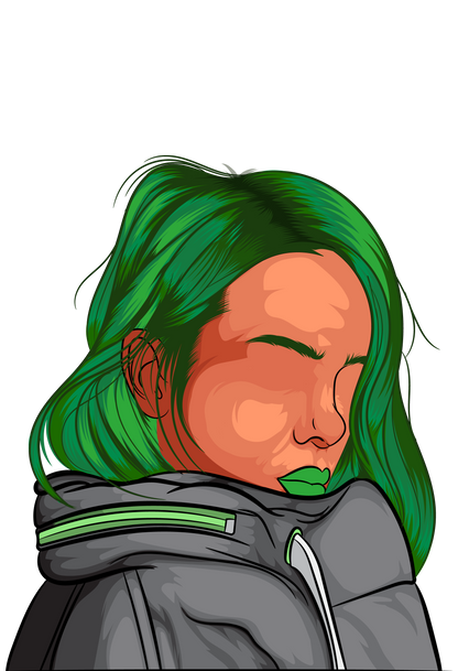 Digitalized art of green-haired character in a modern style, perfect for graphic novels and creative content.