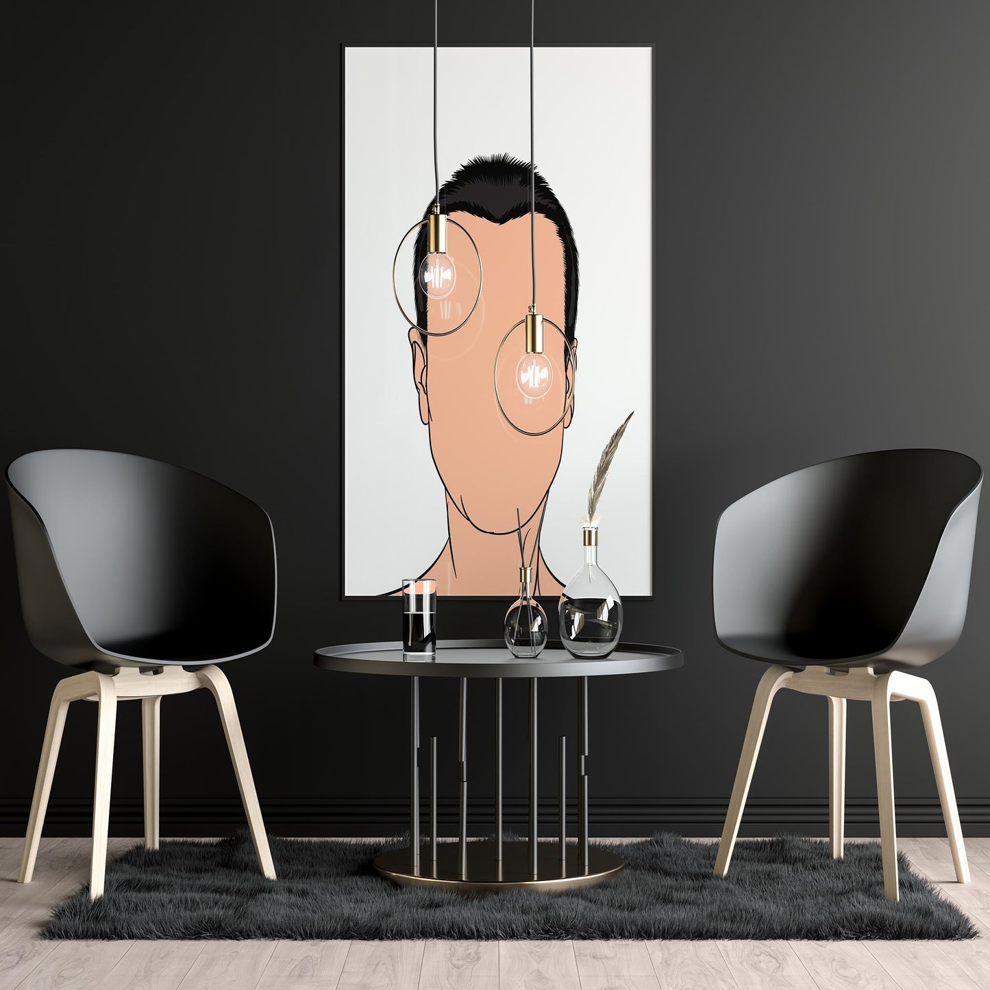 Character & Human Faces Model 20 abstract art in modern setting.