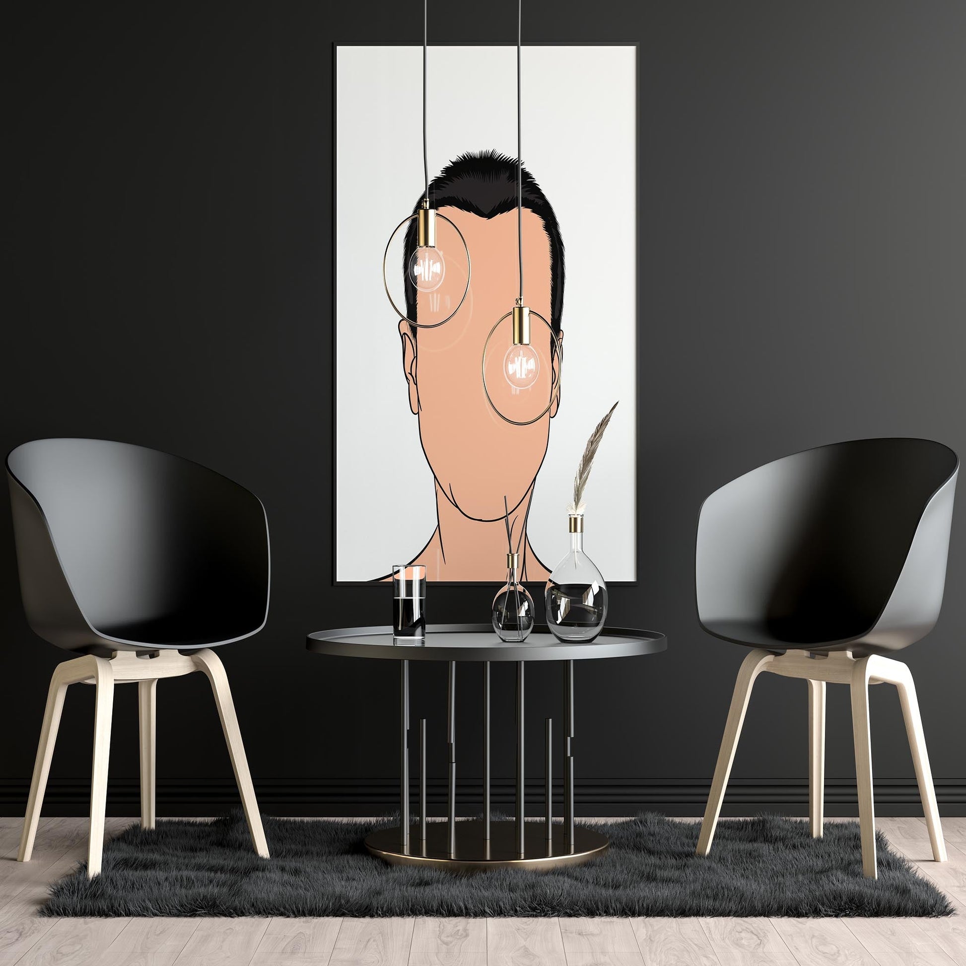 Character & Human Faces Model 20 abstract art in modern setting.
