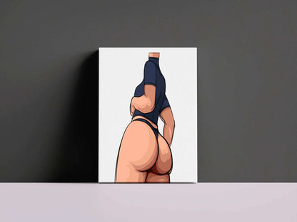 Stylized female figure in fitted top and underwear, emphasizing hips; Baked Art - Model 100.