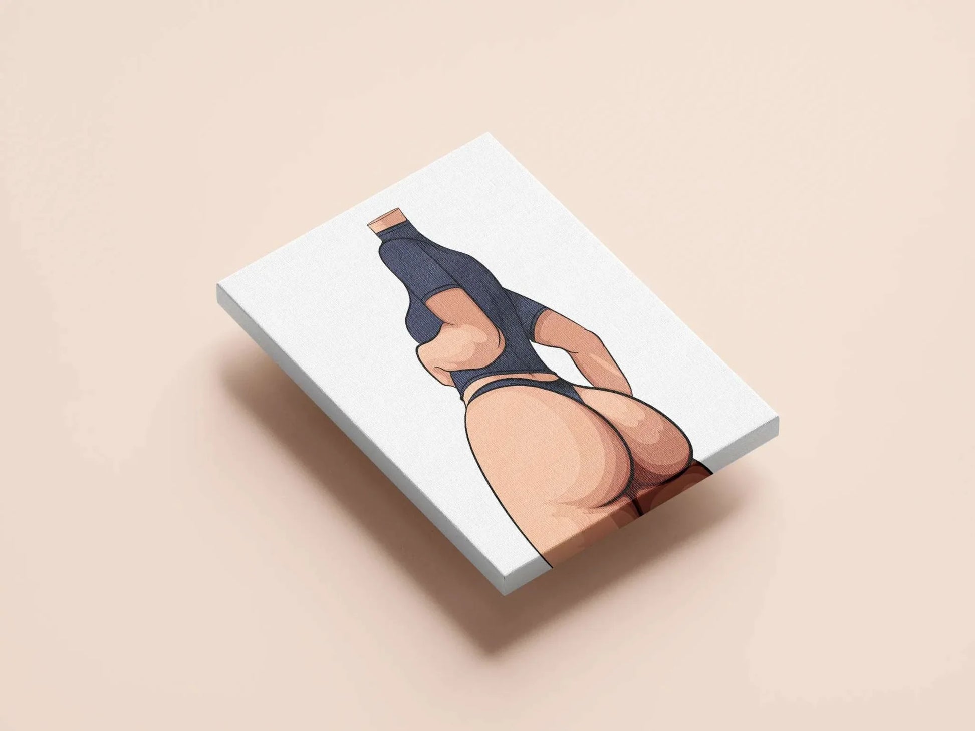 Stylized female figure artwork focusing on lower back and hips, featuring a dark fitted top and underwear, Baked Art - Model 100.