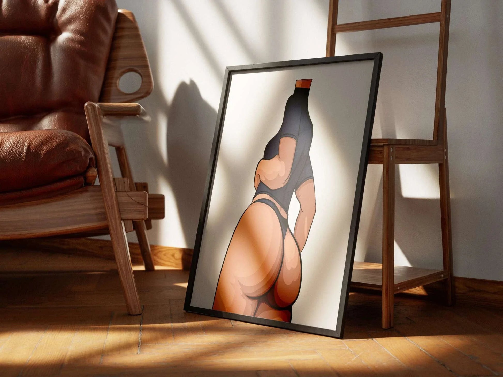 Baked Art - Model 100 illustration featuring stylized female figure with emphasis on hips, smooth shading, and dynamic pose.