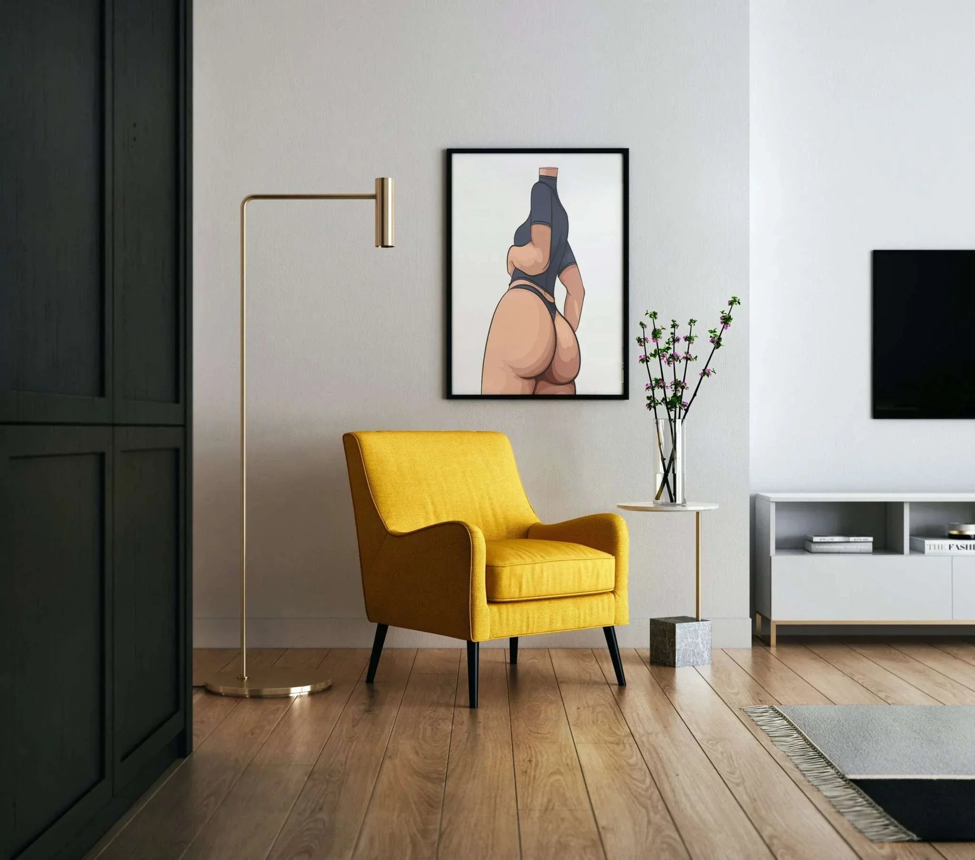 Digital artwork of a stylized female figure highlighting its confident pose, titled "Baked Art - Model 100".