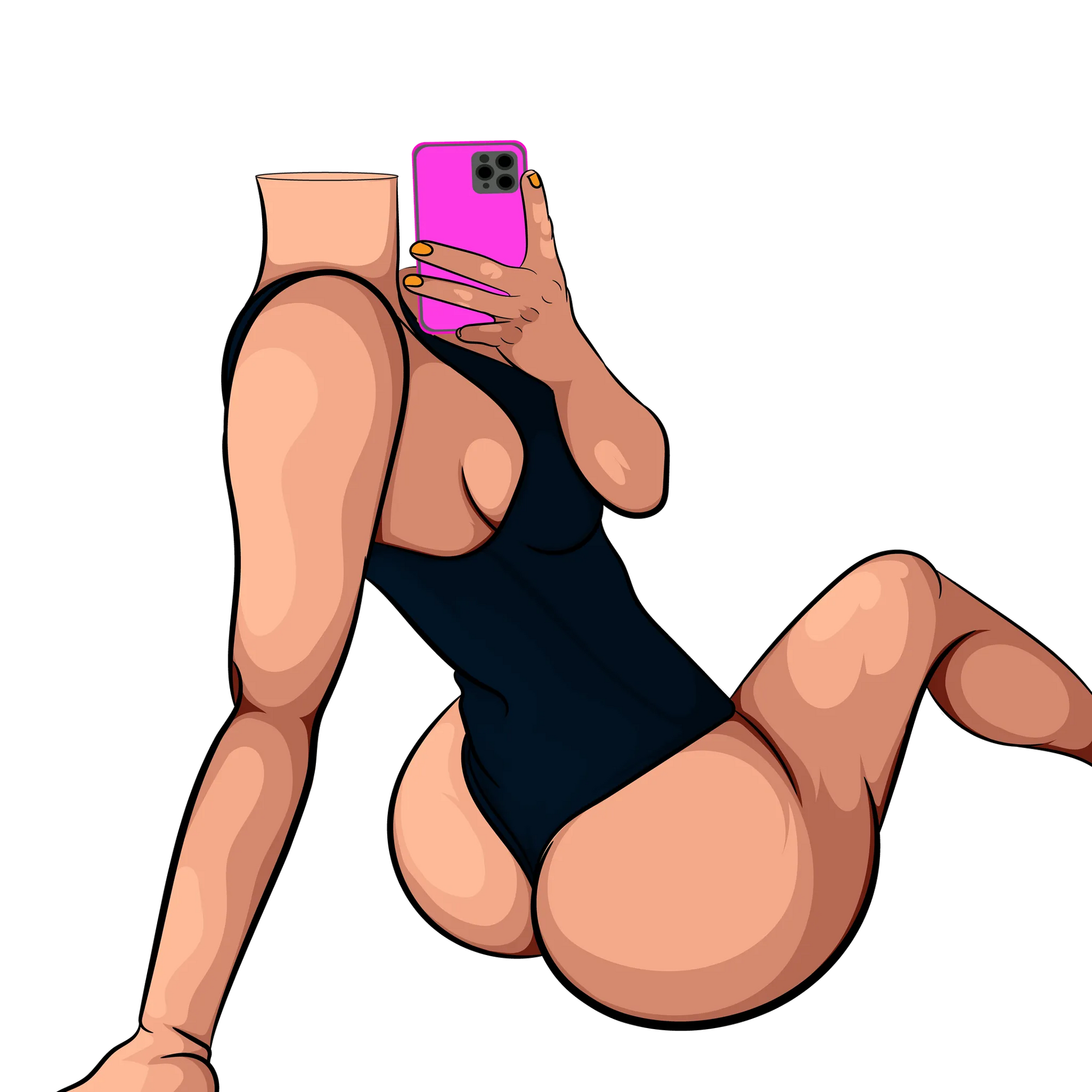Digital illustration of a stylish figure in denim attire, Baked Art - Model 101.