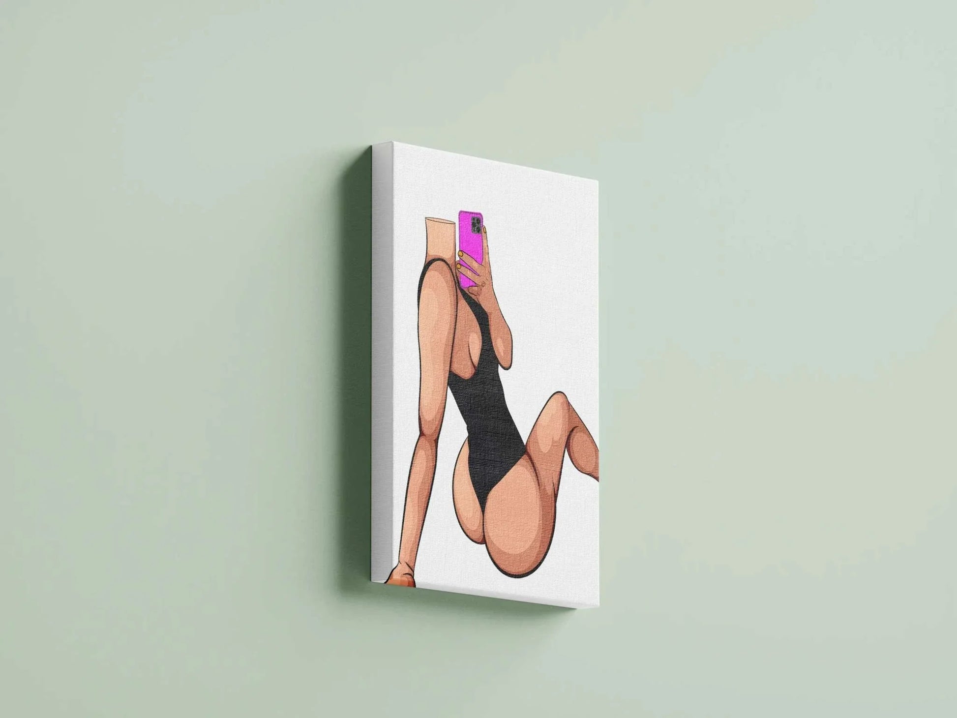 Stylish digital illustration of a model in denim, showcasing vibrant colors and detailed shading; Baked Art - Model 101.
