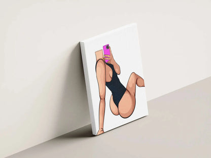 Digital illustration of a stylish figure in denim attire, Baked Art - Model 101.