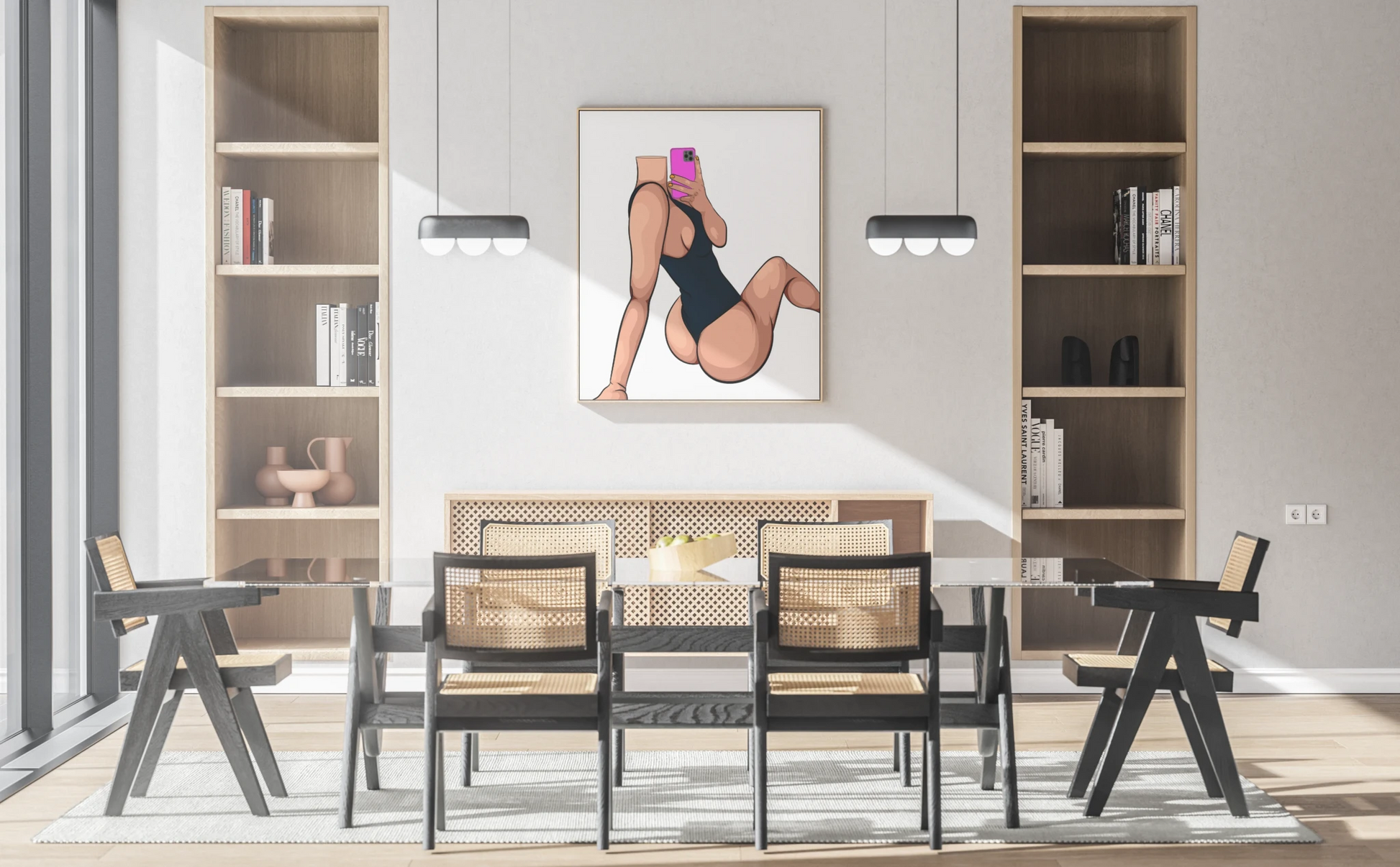 Stylish digital illustration in denim attire, Baked Art - Model 101.