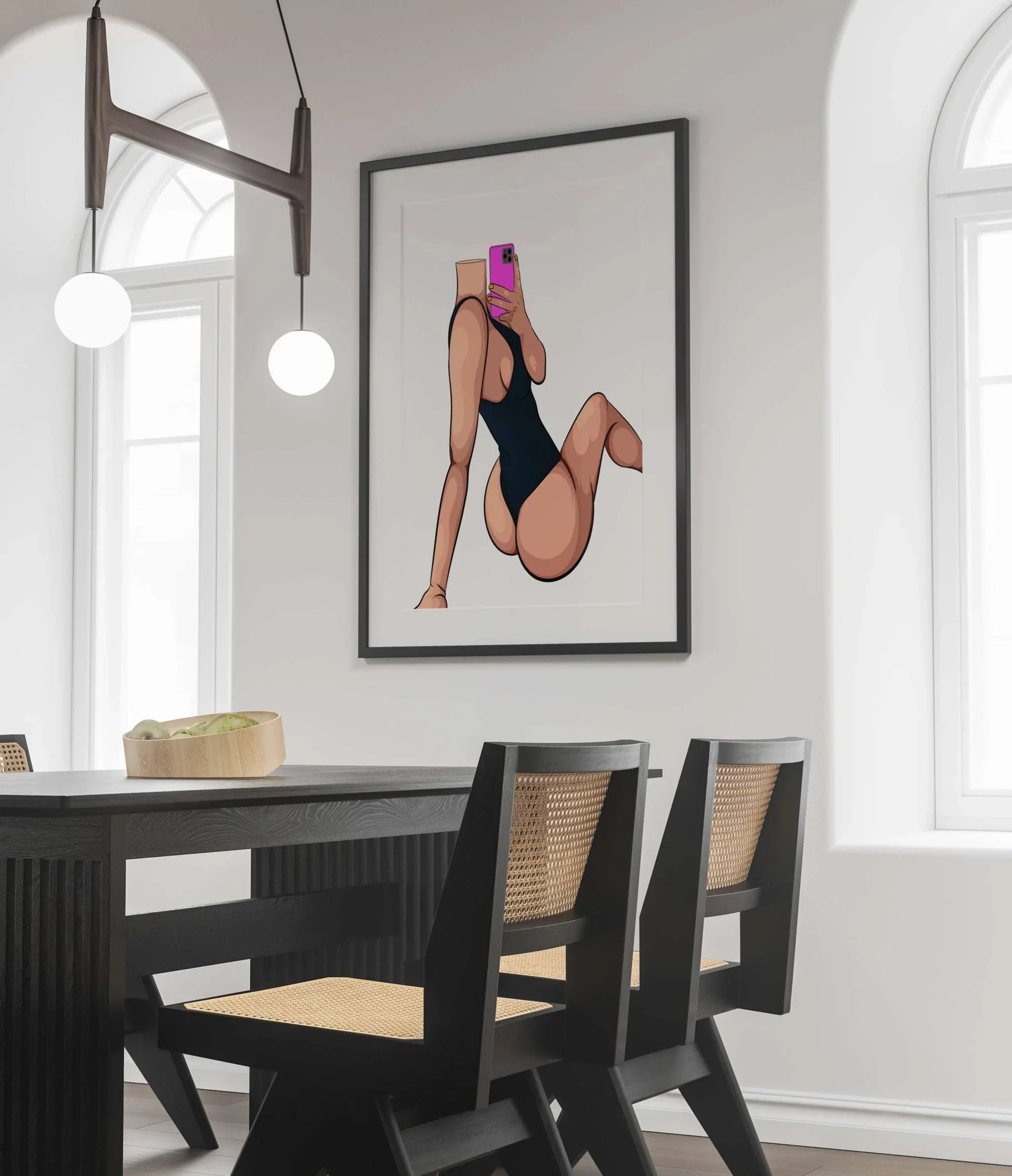 Digital illustration of stylish figure in denim, Baked Art - Model 101, vibrant fashion art piece.