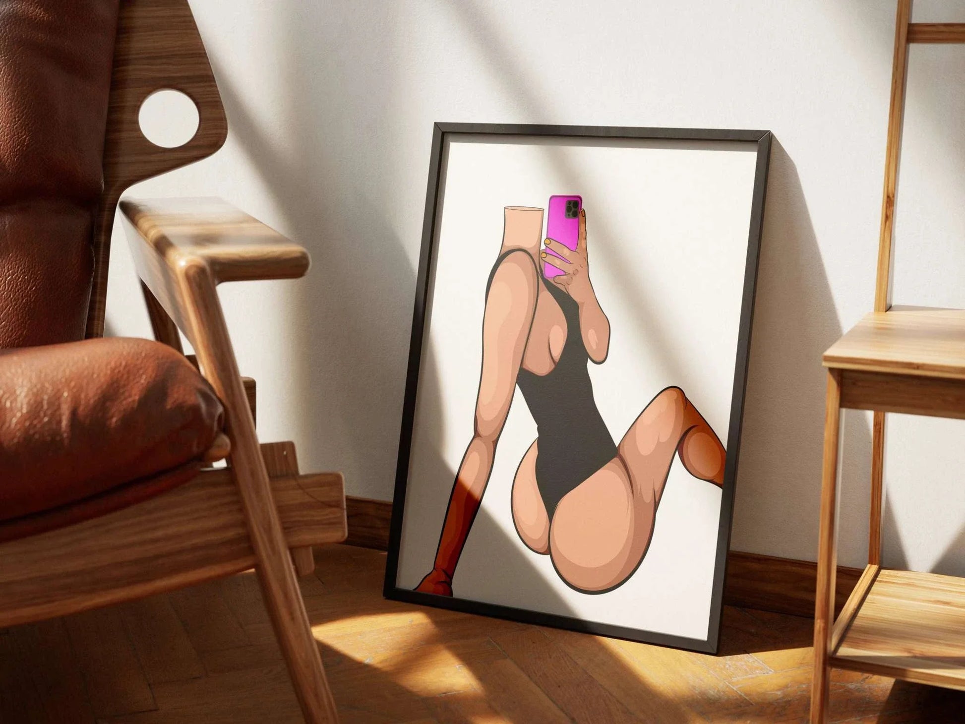 Digital illustration of a stylish figure in denim attire, showcasing Baked Art - Model 101, with detailed shading and vibrant colors.
