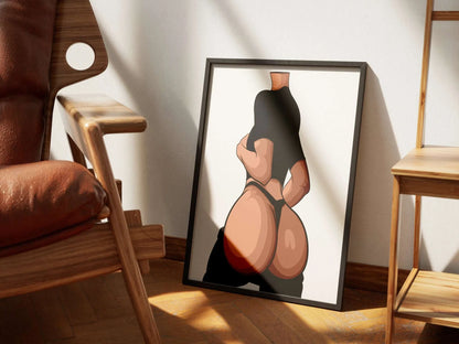Digital artwork "Baked Art - Model 102" featuring bold figure with dynamic shading and vibrant highlights.