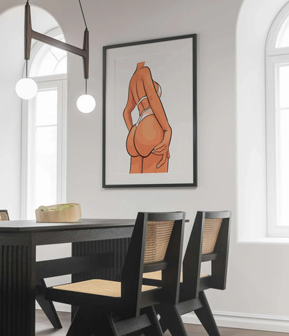 Model 11 - Baked Art showcasing a lifelike digital artwork of a figure in a white bikini, emphasizing intricate shading and graceful posing.