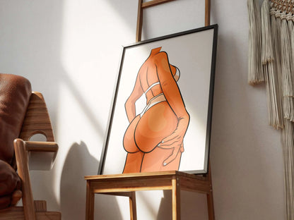 Model 11 - Baked Art digital illustration of figure in a white bikini, highlighting intricate shading and dynamic pose.