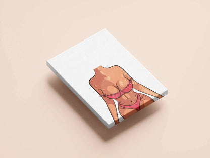 Model 18 Baked Art digital illustration featuring a figure in a red bikini with lifelike detailing and shading.