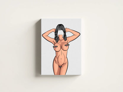 Digital art of a headless female figure in striking pose, ideal for customization; high-resolution PNG format.