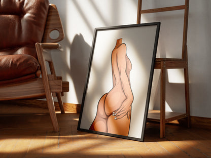 Digital artwork of a bold, curvy female figure in a framed print, showcasing dynamic shading for artists and designers.