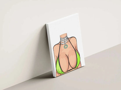 Digital artwork titled "Model 24 - Baked Art" featuring a striking figure in a lime bikini and layered choker.